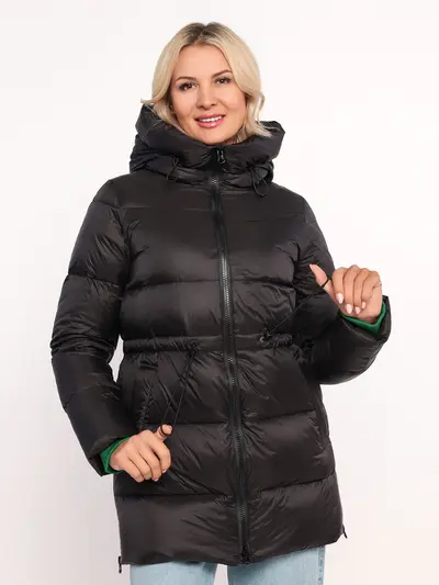 Пуховик стеганый на натуральном пуху с капюшоном